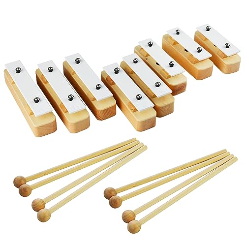 A-Star Chime Bar Set mit 8 diatonischen Sopran-Glockenspiel-Xylophonen aus Holz mit 8 Schlägeln – C6 bis C7 von A-Star
