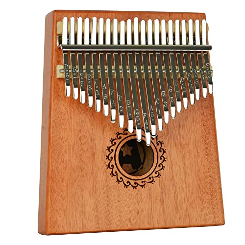 A-Star Kalimba-Daumenklavier mit 21 Tasten und Mahagonikorpus – inklusive Stimmhammer, Spielanleitung und Daumenschutz von A-Star