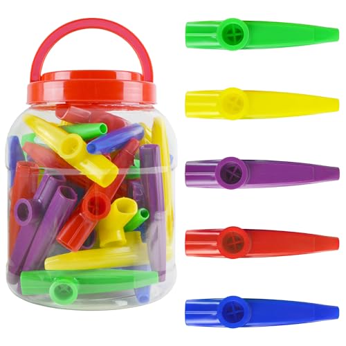 A-Star Kunststoff-Kazoos in mehreren Farben – Packung mit 40 Stück – in Kunststoffwanne mit Tragegriff von A-Star