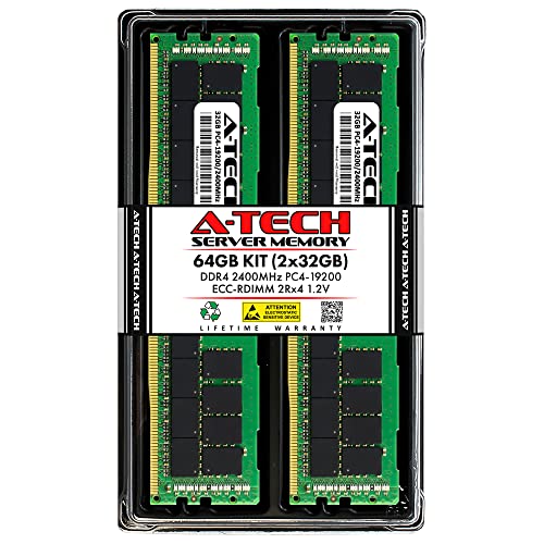 A-Tech A-Tech Enterprise Series 64 GB Kit (2 x 32 GB) DDR4 2400 MHz PC4-19200 ECC RDIMM 2Rx4 1,2 V Dual Rank ECC Registered DIMM 288-Pin Server & Workstation RAM Speicher-Upgrade-Module von A-Tech