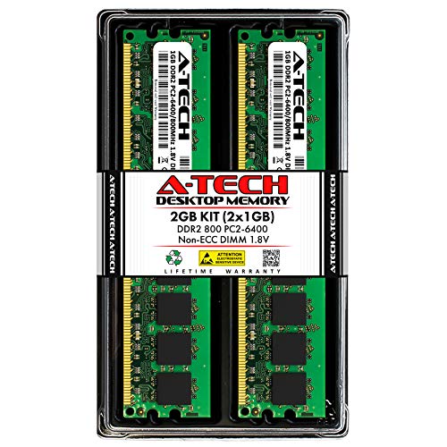 A-Tech Arbeitsspeicher (2 GB, 1 GB x 2), DDR2, PC2-6400, 240-pin DIMM, 800 MHz von A-Tech