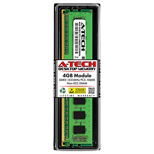 A-Tech RAM 4GB DDR3 1333MHz PC3-10600 DIMM Desktop-Computerspeicher CL9 240-Pin UDIMM Non-ECC Upgrade-Modul von A-Tech