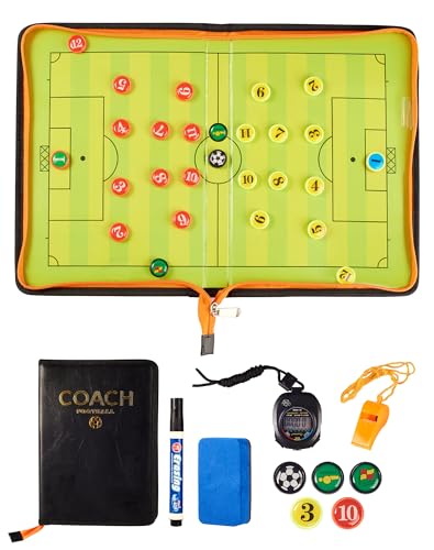 Fußball Taktiktafel Set Klappbar Trainer Taktikmappe Fussball Coach-Board, Magnetisch & Faltbar mit Stoppuhr & Pfeife, Taktikmappe für Spielanalysen & Coaching Trainermappe Fußball Taktiktafel von A aBlumen