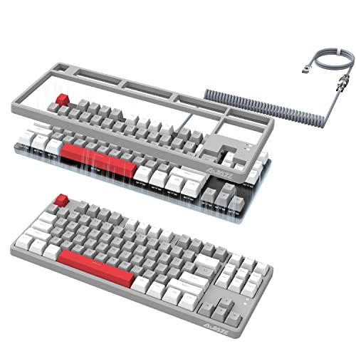 A.JAZZ AK873 Mechanische Gaming-Tastatur mit 87 Tasten, TKL, Retro-Farbe, mit Regenbogen-Hintergrundbeleuchtung, Hot-Swap, linearer roter Schalter, NKRO-Dichtung, benutzerdefiniertes von A.JAZZ
