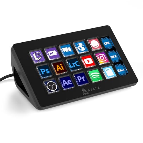 A.JAZZ AKP153 Stream-Studio-Controller, Stream-Deck-Typ-C, kabelgebunden, mit 15 Makro-LCD-Tasten, 1 seitlichem Bildschirm, abnehmbarer Ständer für Multi-Aktionen, ausgelöst in Win, Mac, Twitter, A.JAZZ AKP153 Stream-Studio-Controller, Stream-Deck-Typ-C, kabelgebunden, mit 15 Makro-LCD-Tasten, 1 seitlichem Bildschirm, abnehmbarer Ständer für Multi-Aktionen, ausgelöst in Win, Mac, Twitter, von A.JAZZ