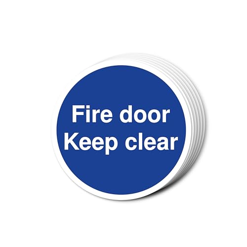 Fire Door Keep Clear Schilder, 80 mm x 80 mm, mehrere Packungsgrößen erhältlich, stark selbstklebende Vinyl-Aufkleber für Brandschutztürsicherheit (6) von A1 Graphics Ltd