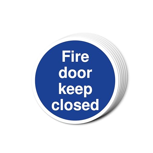 Fire Door Keep Closed Schilder, 80 mm x 80 mm, mehrere Packungsgrößen erhältlich, stark selbstklebende Vinyl-Aufkleber für Brandschutztürsicherheit (6) von A1 Graphics Ltd
