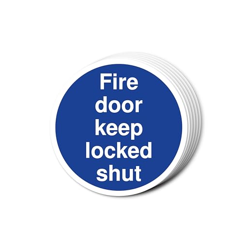Fire Door Keep Locked Shut Schilder, 80 mm x 80 mm, mehrere Packungsgrößen erhältlich, stark haftende Vinyl-Aufkleber für Brandschutztürsicherheit (6) von A1 Graphics Ltd