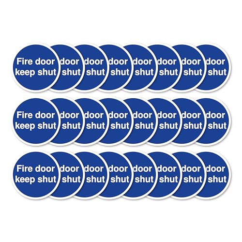 Fire Door Keep Shut Schilder, 80 mm x 80 mm, mehrere Packungsgrößen erhältlich, stark selbstklebende Vinyl-Aufkleber für Brandschutztürsicherheit (24) von A1 Graphics Ltd