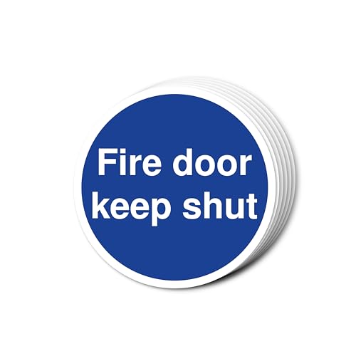Fire Door Keep Shut Schilder, 80 mm x 80 mm, mehrere Packungsgrößen erhältlich, stark selbstklebende Vinyl-Aufkleber für Brandschutztürsicherheit (6) von A1 Graphics Ltd