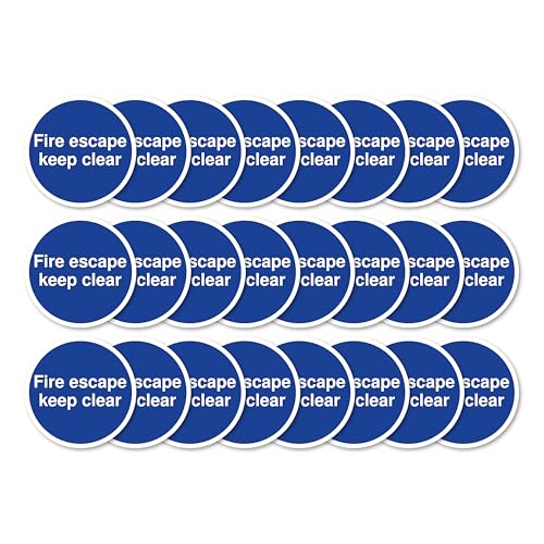 "Fire Escape Keep Clear"-Schilder, 80 mm x 80 mm, mehrere Packungsgrößen erhältlich, stark selbstklebende Vinyl-Aufkleber für Brandschutztüren (24) von A1 Graphics Ltd