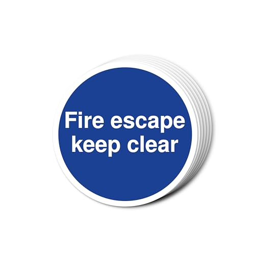 "Fire Escape Keep Clear"-Schilder, 80 x 80 mm, mehrere Packungsgrößen erhältlich, stark haftende Vinyl-Aufkleber für Brandschutztürsicherheit (6) von A1 Graphics Ltd