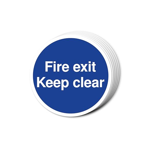 "Fire Exit Keep Clear"-Schilder, 80 x 80 mm, mehrere Packungsgrößen erhältlich, stark selbstklebende Vinyl-Aufkleber für Brandschutztürsicherheit (6) von A1 Graphics Ltd