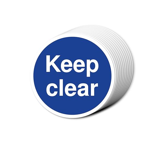 Keep Clear Fire Türschilder, 80 mm x 80 mm, mehrere Packungsgrößen erhältlich, stark selbstklebende Vinyl-Aufkleber für Brandschutztürsicherheit (12) von A1 Graphics Ltd