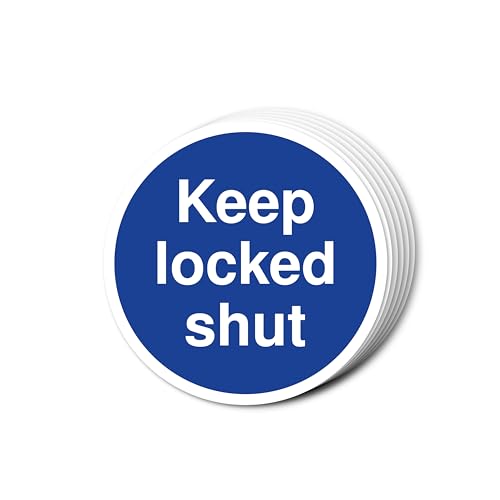 Keep Locked Shut Fire Türschilder, 80 mm x 80 mm, Multipack, stark selbstklebende Vinyl-Aufkleber für Brandschutztürsicherheit (6) von A1 Graphics Ltd