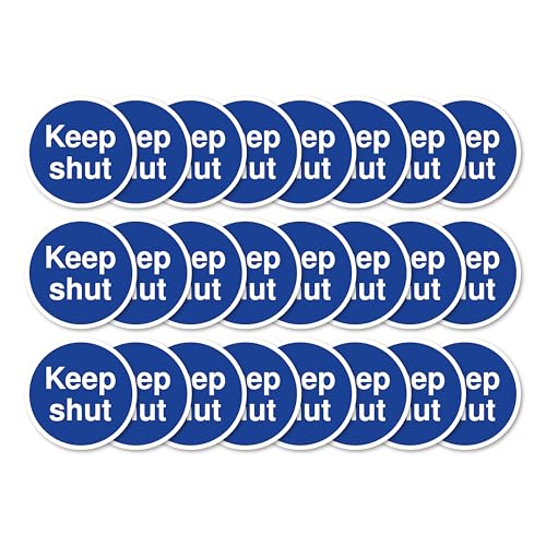 Keep Shut Fire Türschilder, 80 mm x 80 mm, Multipack, stark haftende Vinyl-Aufkleber für Brandschutztürsicherheit (24) von A1 Graphics Ltd