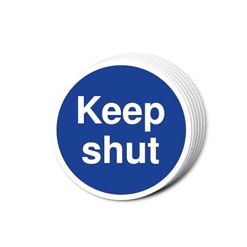 Keep Shut Fire Türschilder, 80 mm x 80 mm, Multipack, stark haftende Vinyl-Aufkleber für Brandschutztürsicherheit (6) von A1 Graphics Ltd