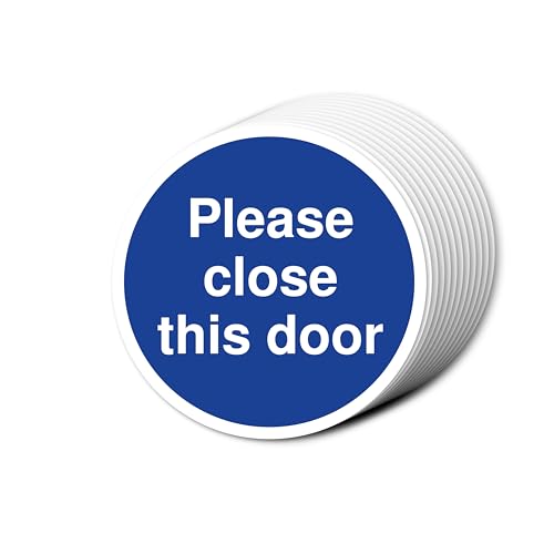 "Please Close This Door Fire Door"-Schilder, 80 mm x 80 mm, Multipack, stark selbstklebende Vinyl-Aufkleber für Brandschutztürsicherheit (12) von A1 Graphics Ltd