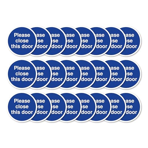 "Please Close This Door Fire Door"-Schilder, 80 mm x 80 mm, Multipack, stark selbstklebende Vinyl-Aufkleber für Brandschutztürsicherheit (24) von A1 Graphics Ltd