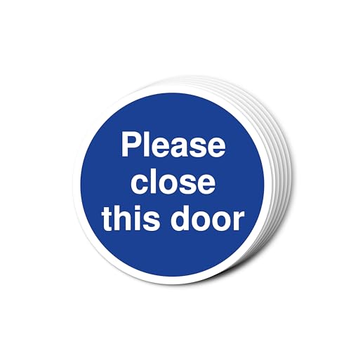 "Please Close This Door Fire Door"-Schilder, 80 mm x 80 mm, Multipack, stark selbstklebende Vinyl-Aufkleber für Brandschutztürsicherheit (6) von A1 Graphics Ltd