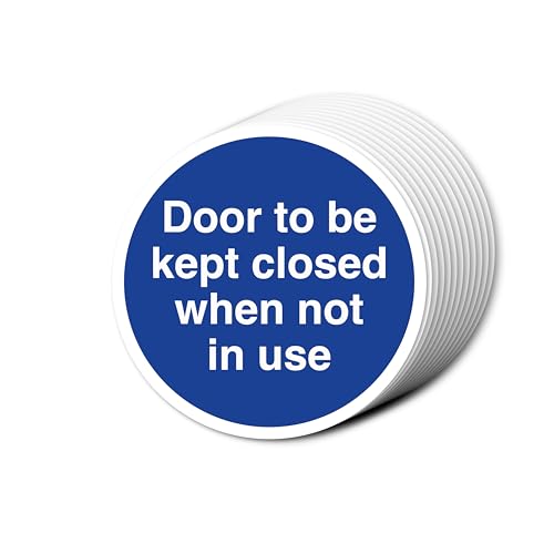 Schild "Door To Be Kept Closed When Not In Use", 80 mm x 80 mm, mehrere Packungsgrößen erhältlich, stark selbstklebende Vinyl-Aufkleber für Brandschutztürsicherheit (12) von A1 Graphics Ltd
