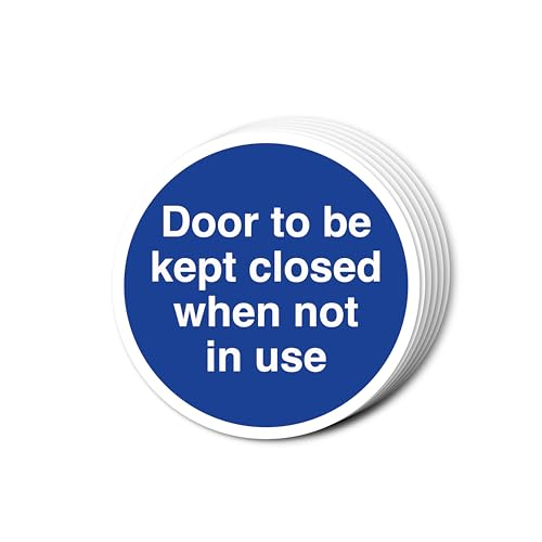 Schild "Door To Be Kept Closed When Not In Use", 80 mm x 80 mm, mehrere Packungsgrößen erhältlich, stark selbstklebende Vinyl-Aufkleber für Brandschutztürsicherheit (6) von A1 Graphics Ltd
