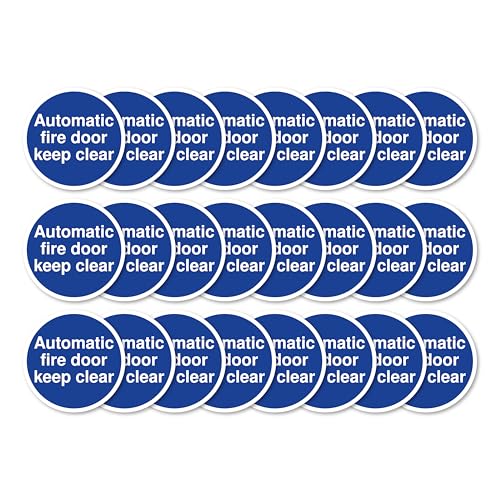 Schild mit Aufschrift "Automatic Fire Door Keep Clear", 80 mm x 80 mm, mehrere Packungsgrößen erhältlich, stark selbstklebende Vinyl-Aufkleber für Brandschutztürsicherheit (24) von A1 Graphics Ltd