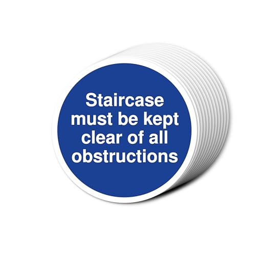 Türschilder mit Aufschrift "Staircase Must Be Kept", transparent, 80 x 80 mm, Multipack, stark haftende Vinyl-Aufkleber für Brandschutztürsicherheit (12) von A1 Graphics Ltd