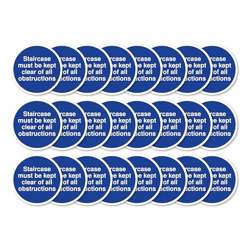 Türschilder mit Aufschrift "Staircase Must Be Kept", transparent, 80 x 80 mm, Multipack, stark haftende Vinyl-Aufkleber für Brandschutztürsicherheit (24) von A1 Graphics Ltd