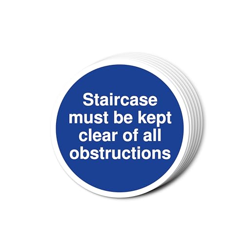 Türschilder mit Aufschrift "Staircase Must Be Kept", transparent, 80 x 80 mm, Multipack, stark haftende Vinyl-Aufkleber für Brandschutztürsicherheit (6) von A1 Graphics Ltd