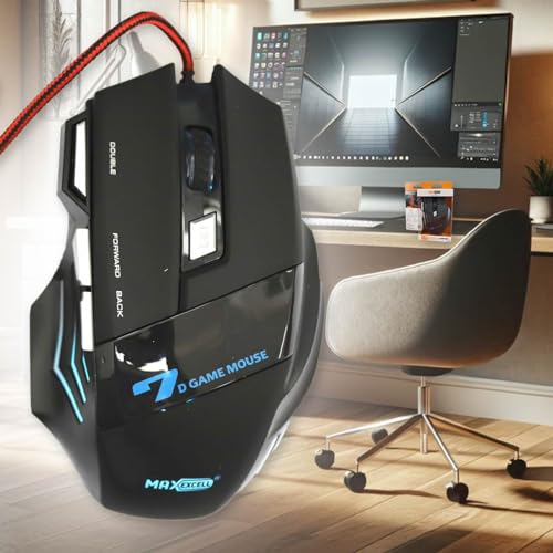 A2ZWORLD | Gaming-Maus mit seitlichen Tasten und Einstelltaste DPI Max 12000 | USB 2.0 Kabel 1,25 m knitterfrei | 2 Modelle (Doppelklick-Taste) von A2ZWORLD