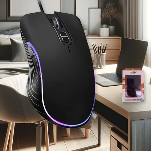 A2ZWORLD | Gaming-Maus mit seitlichen Tasten und Einstelltaste DPI Max 12000 | USB 2.0 Kabel 1,25 m knitterfrei | 2 Modelle (Matt Schwarz) von A2ZWORLD