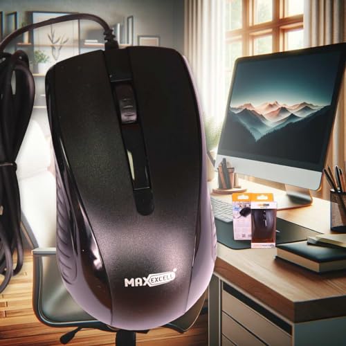 A2ZWORLD Optische Maus mit Kabel, 1,25 m, USB2.0, 1200 DPI, 2 Tasten + anklickbares Rad, leichte und schlanke Modelle, ideal für Reisen, Zuhause, Büro, Arbeit (Modell 1260 (Form 2) von A2ZWORLD