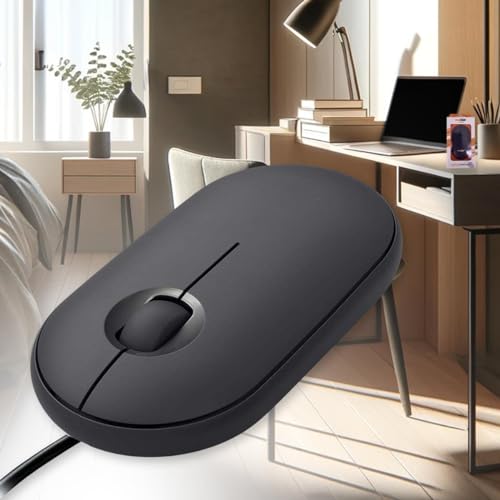 A2ZWORLD Optische Maus mit Kabel, 1,25 m, USB2.0, 1200 DPI, 2 Tasten + anklickbares Rad, leichte und schlanke Modelle, ideal für Reisen, Zuhause, Büro, Arbeit (Modell 802964 (Classic Ovale)) von A2ZWORLD