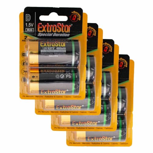 Batterie R20 1,5 V 4600 mAh, Alkalische Batterie Taschenlampe D, kompatibel mit Duracell MN1300 LR20 (8) von A2ZWORLD