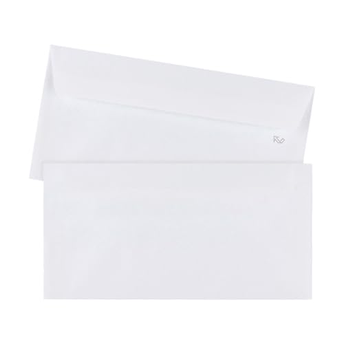 Selbstklebender Umschlag aus Papier, 220 x 110 mm, rechteckiger Umschlag für Grußkarten, Einladungen, Hochzeit, Weihnachten und Geburtstag (60 Stück klassisch-weiß) von A2ZWORLD