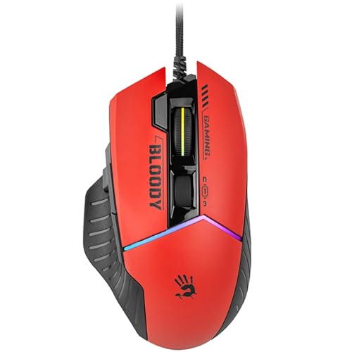 A4tech W95Max Sports Gaming Maus, Optische Kabelgebundene Gaming-Maus, USB 12 000 CPI, 8000 FPS, 250 IPS. 35G, 2000 Hz Ultrapolling (Schwarz/rot) von A4tech