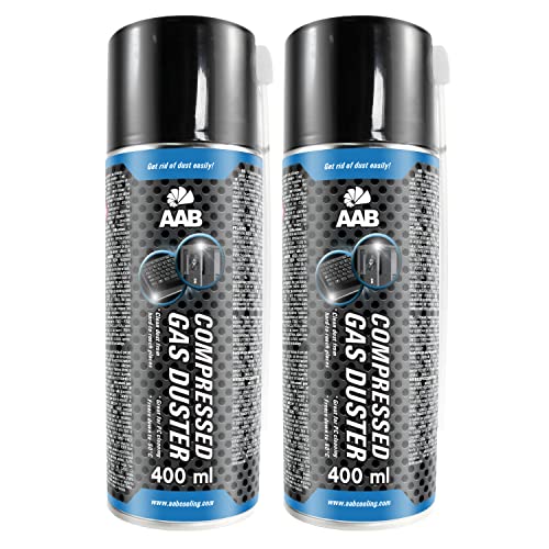 AAB Reinigungsspray 2 x 400ml, Druckluft aus der Dose, Reinigung von Multimedia- und Bürogeräte, Tastatur, Bildschirmen, Spielekonsolen, Computergehäuse, Air Duster, Luft-druck, Pressluft von AABCOOLING