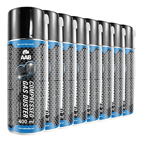 AAB Reinigungsspray 8 x 400ml, Druckluftreiniger, Druckluft Dose, Reinigung von Tastatur, PC, Keyboard, Spielekonsolen, Kopierer, Computergehäuse, Air Duster, Luft-druck, Reiniger, Pressluft von AABCOOLING