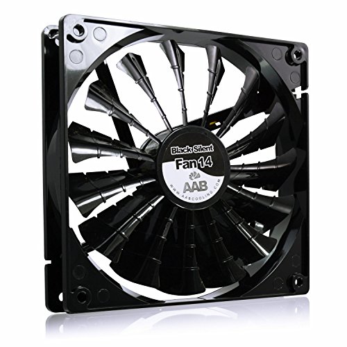 AABCOOLING Black Silent Fan 14 - Leise und Efizient 140mm Gehäuselüfter mit 4 Anti-Vibration-Pads - CPU Kühler, PC Lüfter, PC Fan, Lüfter PC, 18,6 dB(A), 104 m3/h von AABCOOLING