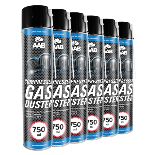 AABCOOLING Compressed Air Spray 750 ml, Compressed Gas Cleaner, Cleaning of Multimedia and Office Devices, Keyboard, PC, Game Consoles, Computer Cases, Air Pressure Spray (6 x 750 ml) von AABCOOLING