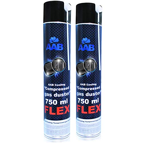 AABCOOLING Compressed Gas Duster FLEX 750ml - Wertpaket 2 Stück - mit Flexiblem Schlauch – Druckluft, Reinigungspray PC Duster, Luftdruckspray, Pressluft, PC Reiniger von AABCOOLING