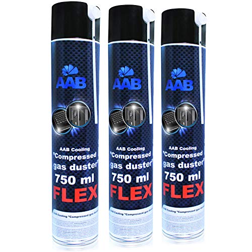 AABCOOLING Compressed Gas Duster FLEX 750ml - Wertpaket 3 Stück - mit Flexiblem Schlauch – Druckluft, Reinigungspray PC Duster, Luftdruckspray, Pressluft, PC Reiniger von AABCOOLING