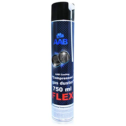 AABCOOLING Compressed Gas Duster FLEX 750ml - mit Flexiblem Schlauch – Druckluft, Reinigungspray PC Duster, Luftdruckspray, Pressluft, PC Reiniger von AABCOOLING