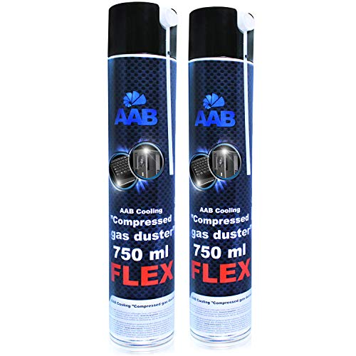 AABCOOLING Compressed Gas Duster Flex 750ml - Wertpaket 2 Stück - mit Flexiblem Schlauch – Compressed Air, Reinigungspray, PC Reinigungsset, Druckluft Spraydose, Pressluft Dose von AABCOOLING