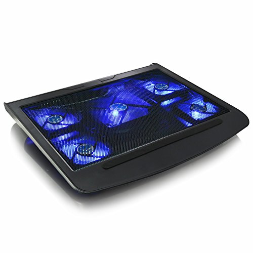 AABCOOLING NC45 - Laptop Lüfter mit 5 Lüftern und Blau LED, Notebook Ständer Unterlage, Halterung, Laptop Pad für Notebooks und PS4 / Xbox Consolen, Notebook Halter, Kühler, Schoßtablett von AABCOOLING