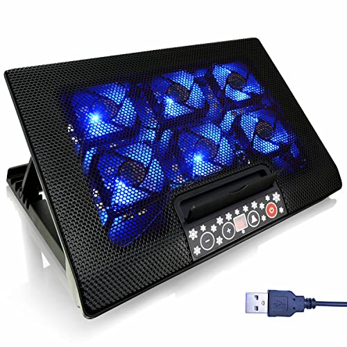 AABCOOLING NC77 - Laptop Lüfter Unterlage mit 6 Lüftern, Einstellbare Neigung und Blau LED, Cooling Pad, Laptop Stand, Auflage für Laptops bis 17 Zoll und PS4 PRO/Xbox Consolen, Notebook Cooler von AABCOOLING