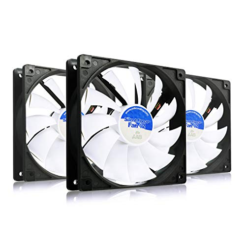 AABCOOLING Silent Force Fan 12 - Leise und Efizient 120mm Gehäuselüfter mit 4 Anti-Vibration-Pads - CPU Lüfter, PC Ventilator Gehäuselüfter Silent Ventilator 12V 12,9 dB(A) 97 m3/h - Wertpaket 3 Stück von AABCOOLING