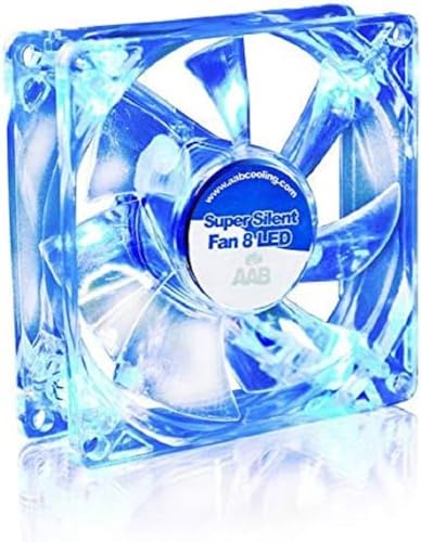 AABCOOLING Super Silent Fan 8 Blue LED - Leise und Efizient 80mm Gehäuselüfter mit 4 Anti-Vibration-Pads und Blauer LED Hintergrundbeleuchtung - Leise Fan, Kühler, PC Ventilator, 13,9 dB(A), 33 m3/h von AABCOOLING