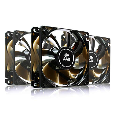 AABCOOLING Super Silent R8 - Leise und Efizient 80mm Gehäuselüfter mit 4 Anti-Vibration-Pads, 9V Adapter - CPU Kühler Wentilator Lüfter PC Fan Gehäuse Lüfter 80mm 13,9 dB(A) 33 m3/h - 3 Stück von AABCOOLING